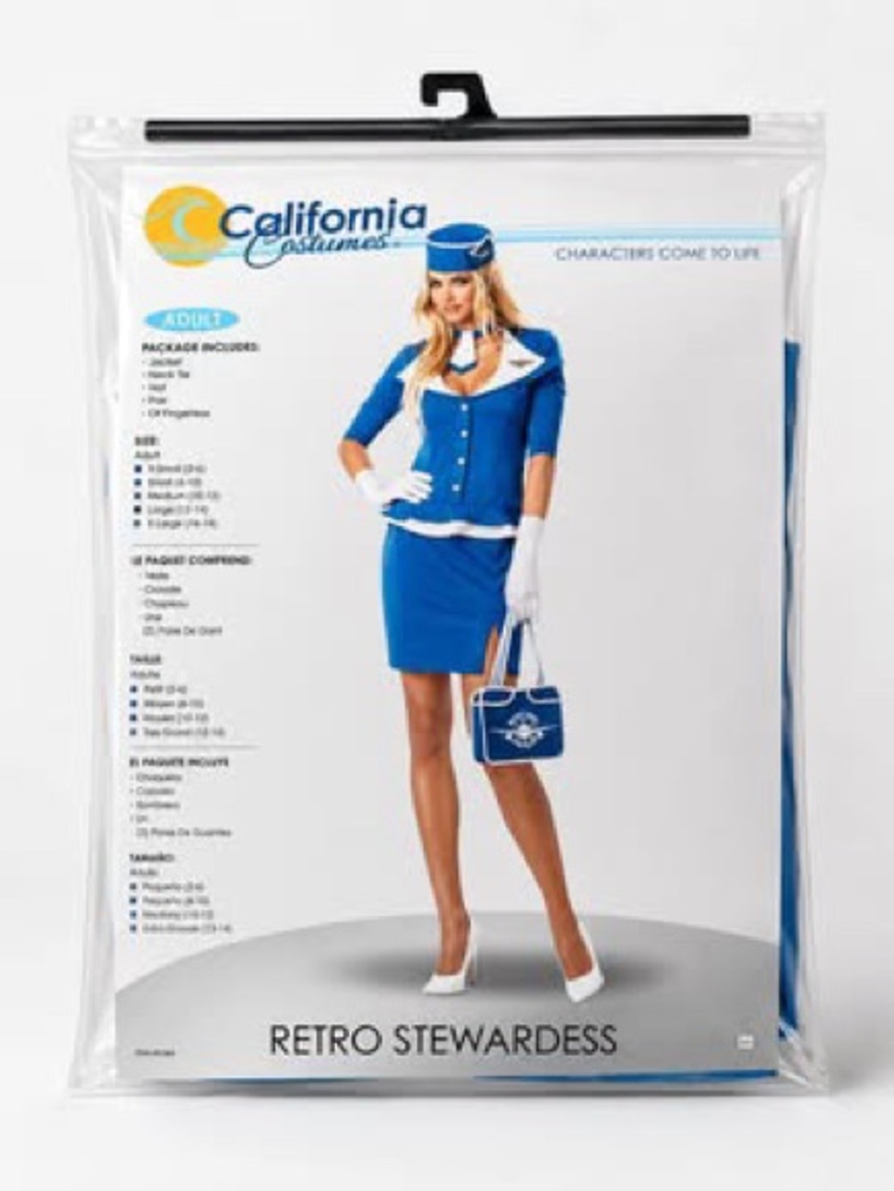California Costumes Blue Retro Stewardess Costume- Halloween Costume